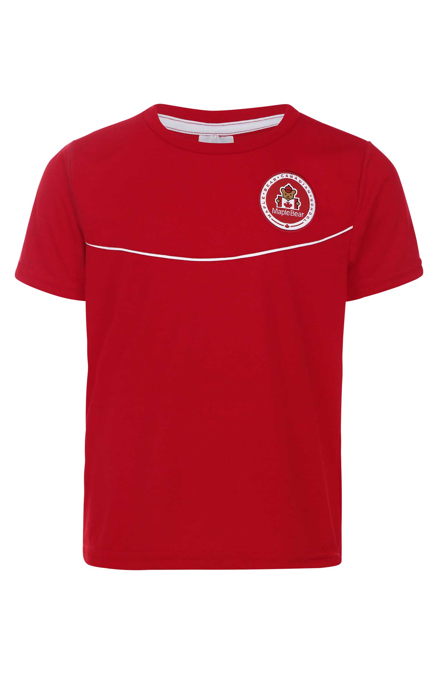 Camiseta Vermelha Uniforme Maple Bear Infantil Algodão